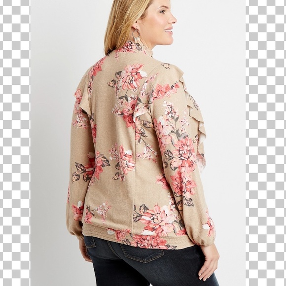 PlusSz 0x Ruffle Mock Neck w Smocking - Picture 2 of 13